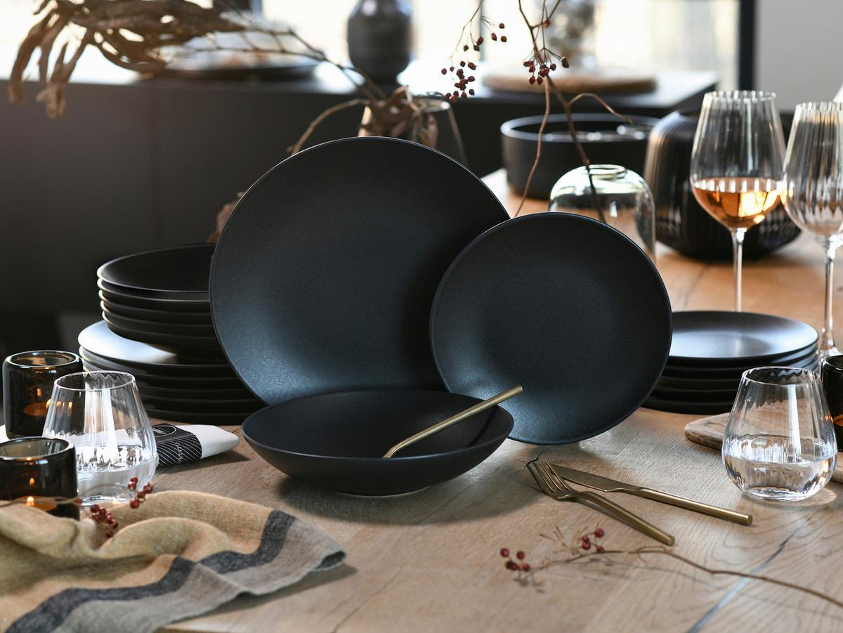 Tafelservice Soft Steinzeugk, Schwarz, 18 -Teilig. - Schwarz, Basics, Keramik - Creatable