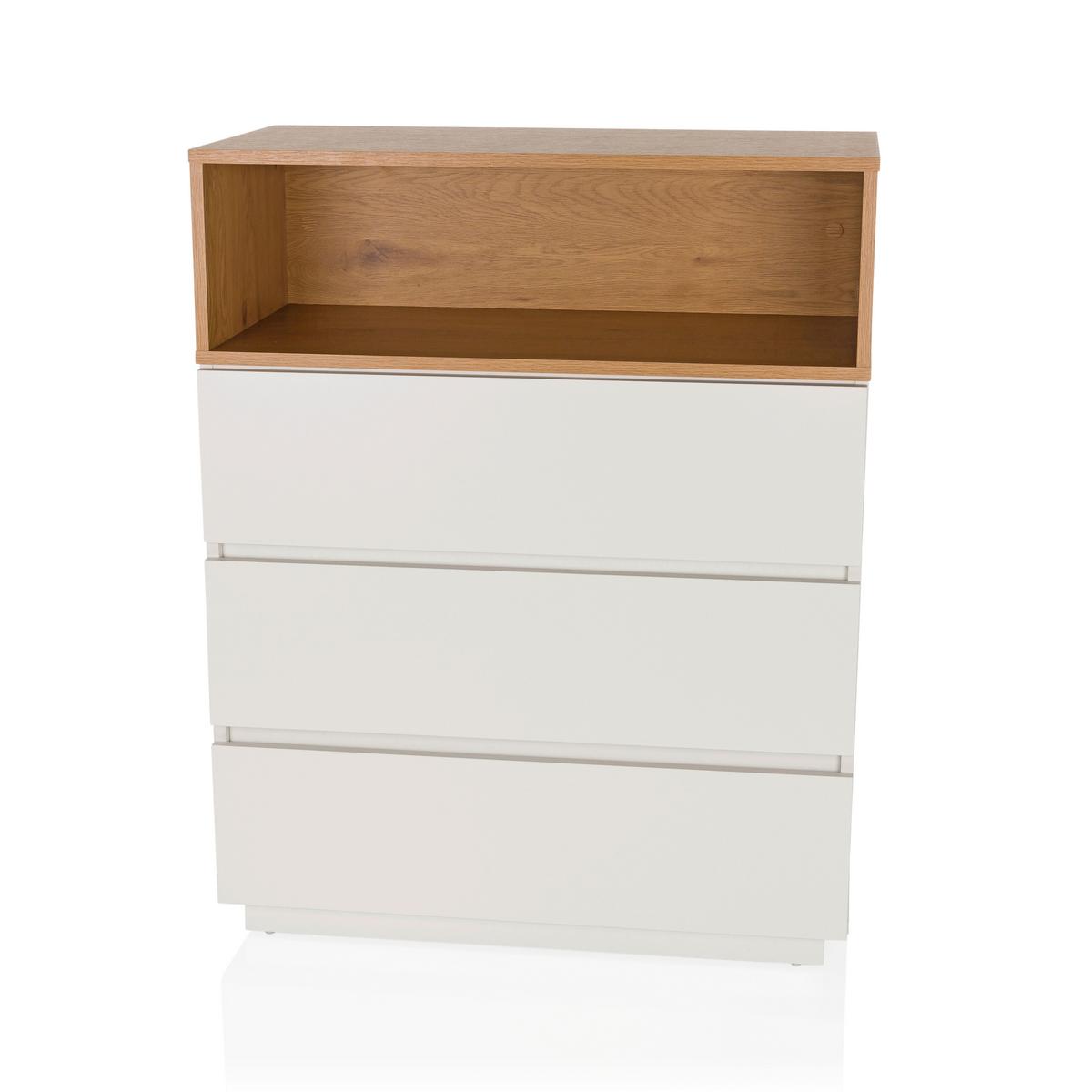 Kommode Melmo K Weiß/eichefarben B: 80 Cm - Eichefarben/Weiß, MODERN, Holzwerkstoff (80/100/40cm) - MID.YOU