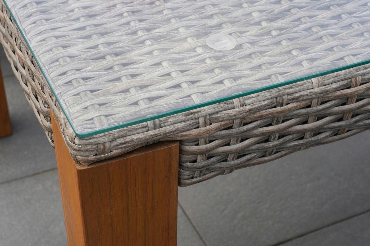 Gartentisch Akazienholz/Metall L 200 cm - Beige/Naturfarben, MODERN, Glas/Holz (200/100/74cm) - Gardenson