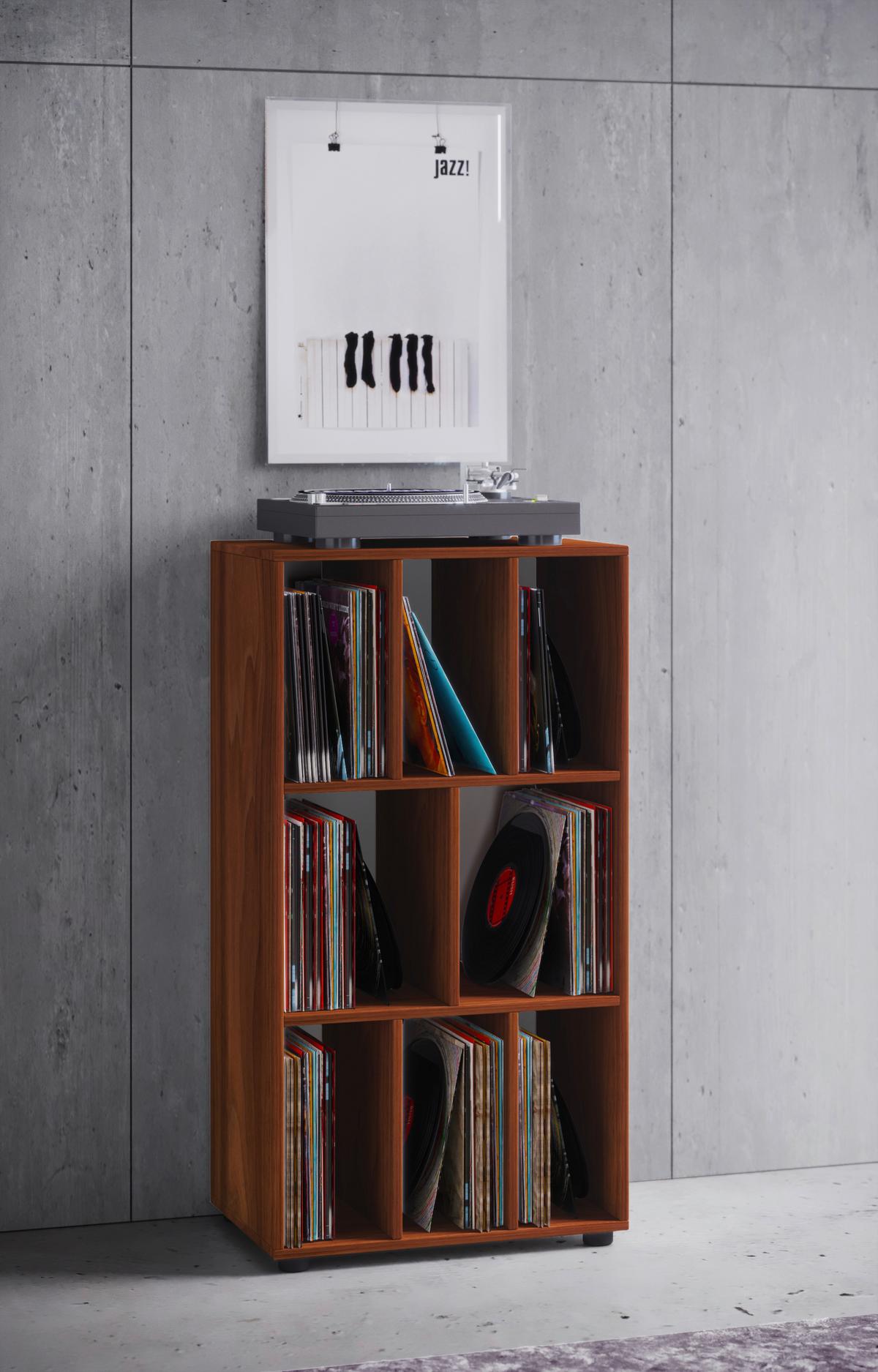 Schallplattenregal Schaltino Nussbaumfarbenb:60cm - Nussbaumfarben, MODERN, Holzwerkstoff (60/115/36cm) - MID.YOU