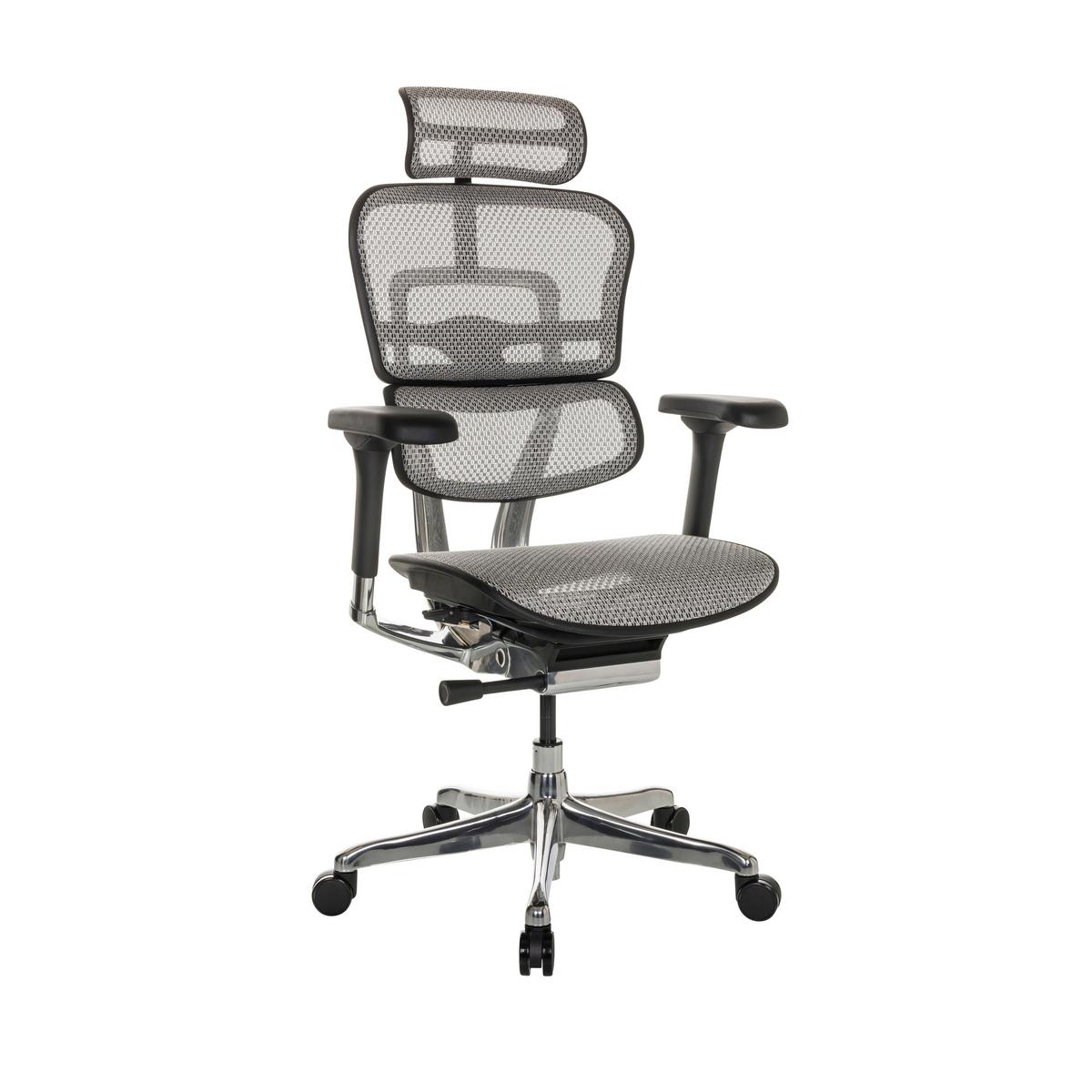 Drehstuhl Ergohuman I - Silberfarben/Hellgrau, Basics, Kunststoff/Textil (69/119-144/65cm) - MID.YOU