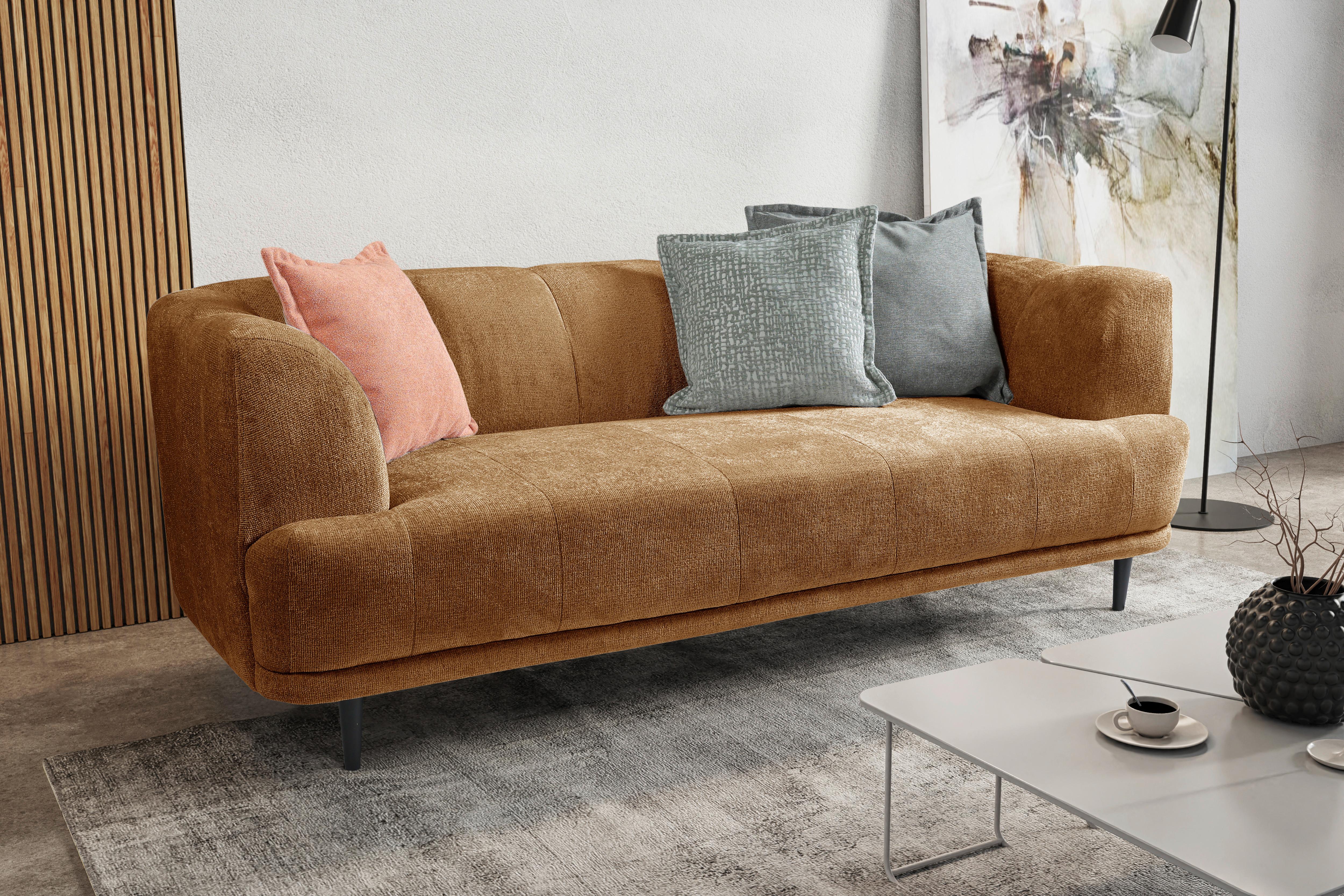 3-Sitzer-Sofa Lou Goldfarben/Schwarz, 226 cm - Goldfarben/Schwarz, Design, Textil (226/77/106cm) - MID.YOU