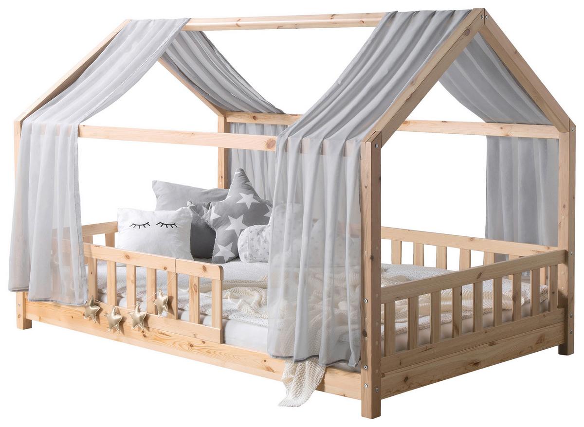Hausbett Kim Grau/Naturfarben 140x200cm - Naturfarben/Grau, MODERN, Holz/Textil (140/200cm) - Livetastic