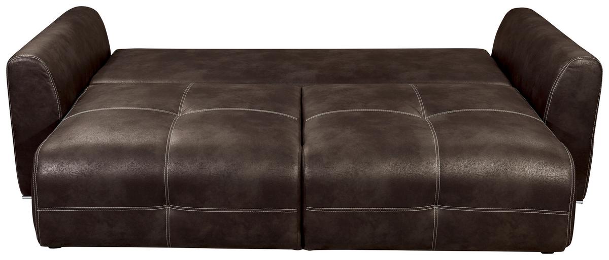 Schlafsofa Dolan Lux.3dl Braun - Hellbraun/Chromfarben, MODERN, Textil (245/85/115cm) - Livetastic