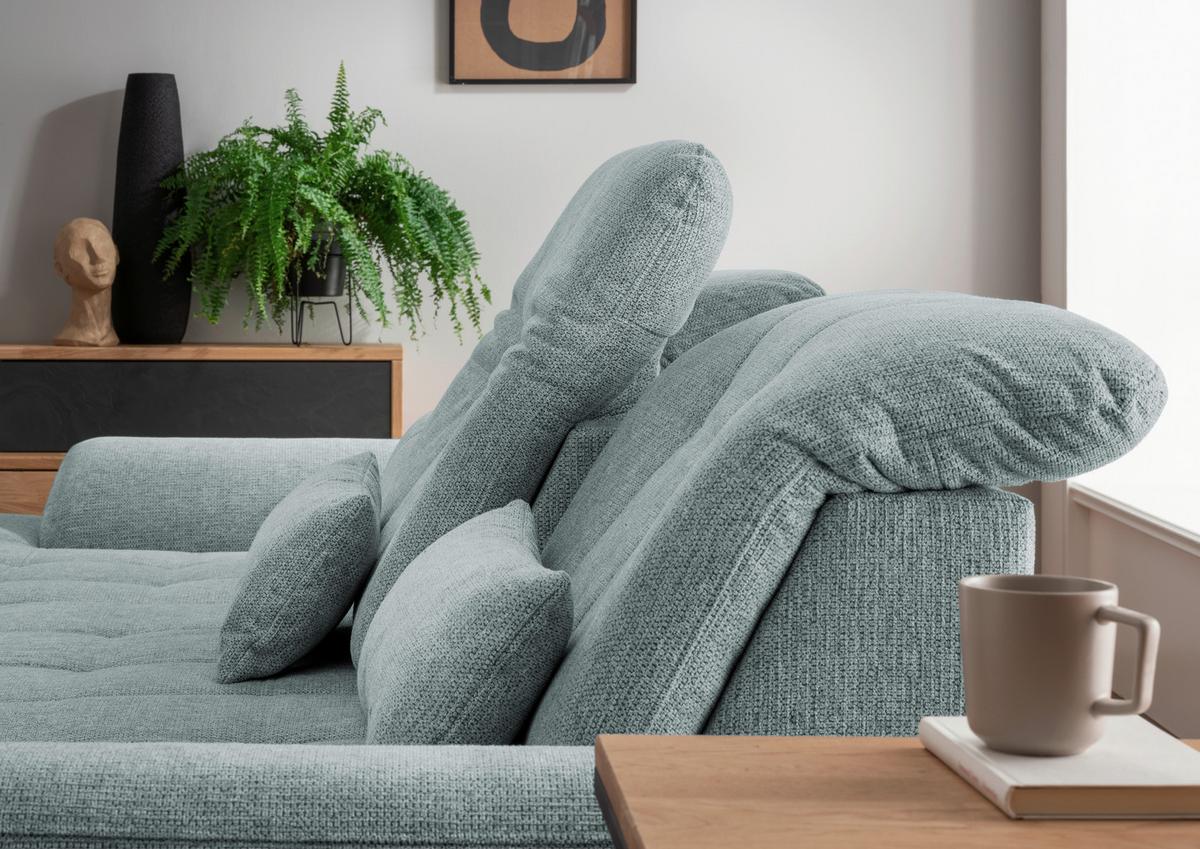 Ecksofa mit Bettkasten Rigatti Blau S: 184x314 cm - Chromfarben/Blau, MODERN, Textil (184/314cm) - Livetastic