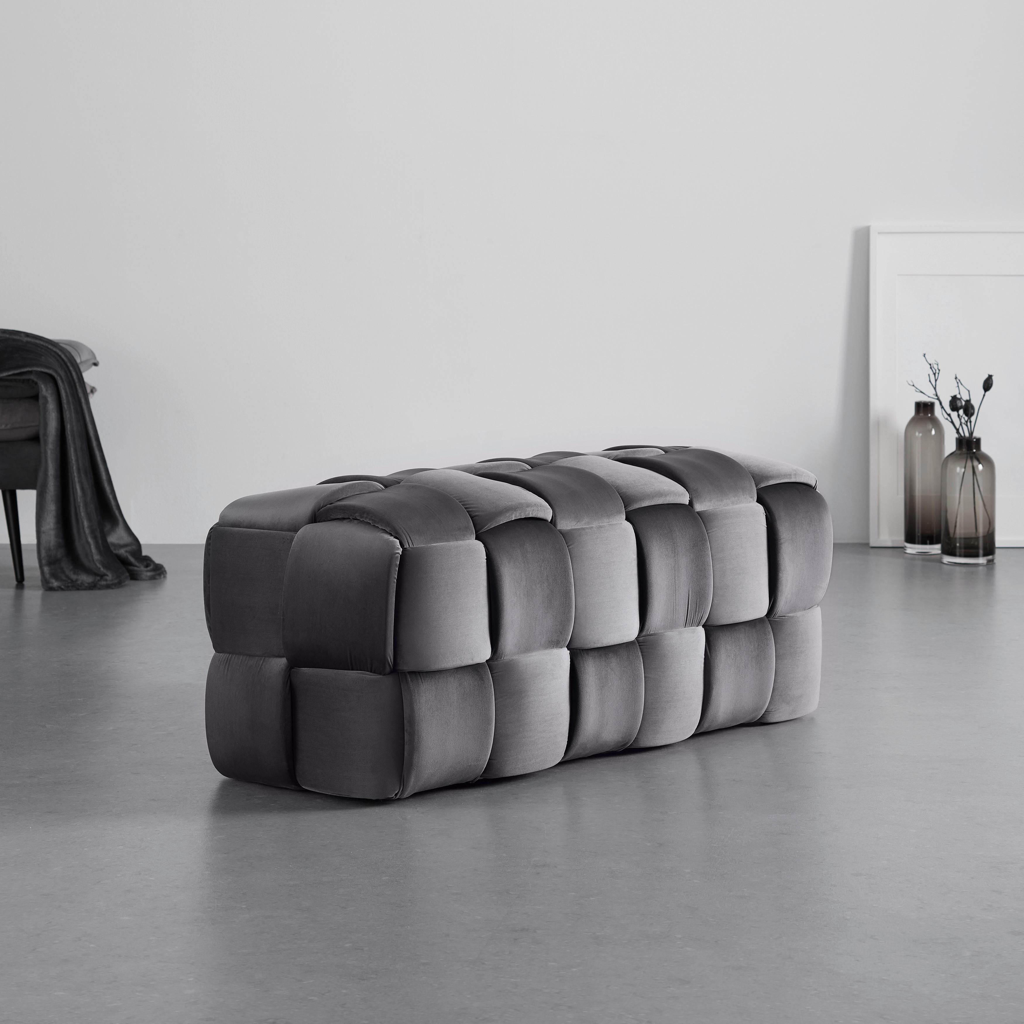 Moderní Lavice Ella Šedá - šedá/černá, Moderní, dřevo/textil (118/47/47cm) - Bessagi Home