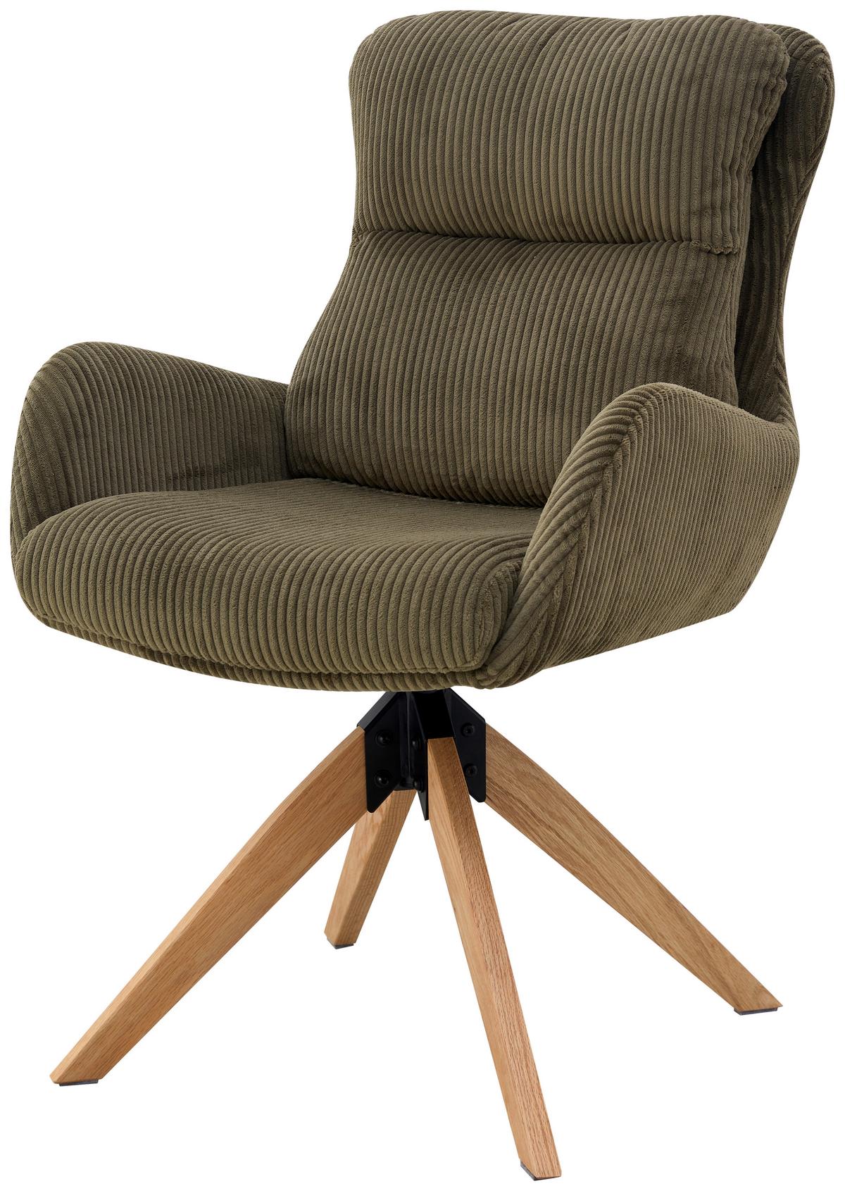 Armlehnstuhl Malu Webstoff Grün, B: 60 cm - Naturfarben/Grün, KONVENTIONELL, Holz/Textil (60/91/72cm) - Livetastic