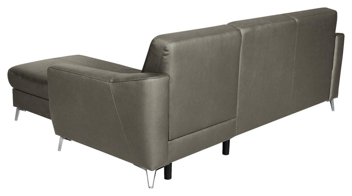 Ecksofa Santos Sahara S: 241 cm - Chromfarben/Sahara, Design, Leder/Textil (241/168cm) - Livetastic