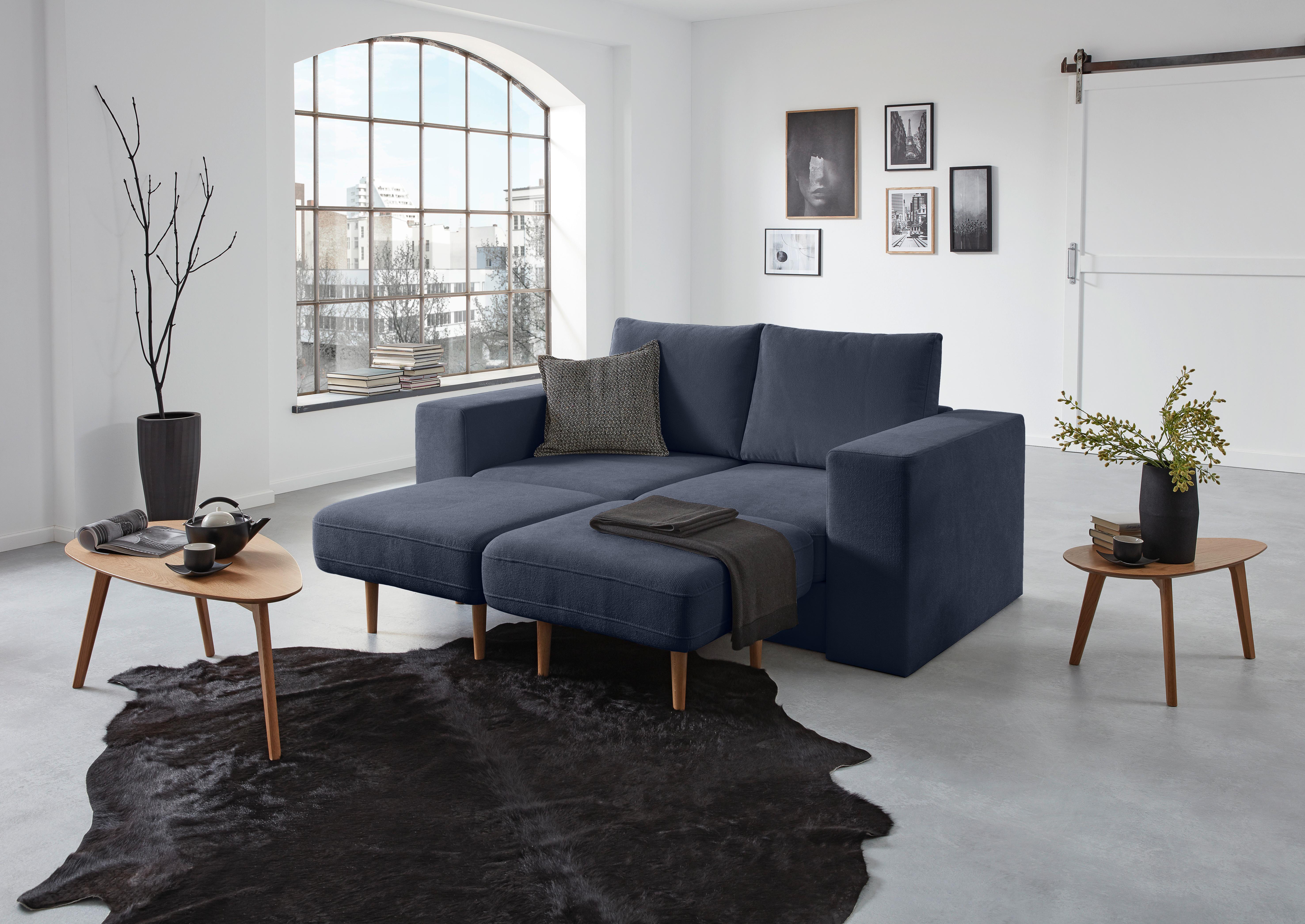3-sitzer-sofa Looks V-1 - Eichefarben/Dunkelblau, Design, Textil (212/96/107cm) - LOOKS by W.Joop