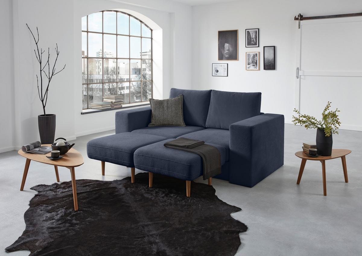 Viersitzer-Sofa Looks V-1 - Eichefarben/Dunkelblau, Design, Textil (252/96/107cm) - LOOKS by W.Joop