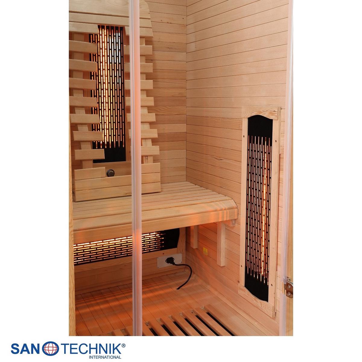 Infrarotkabine ergonomische Rückenlehnen - Naturfarben, Basics, Glas/Holz (90/190/90cm) - Sanotechnik