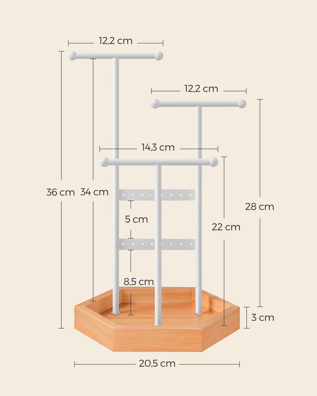 Schmuckhalter Weiß, Braun D: 20,5 cm - Braun/Weiß, Basics, Holz/Metall (20,5/36cm)