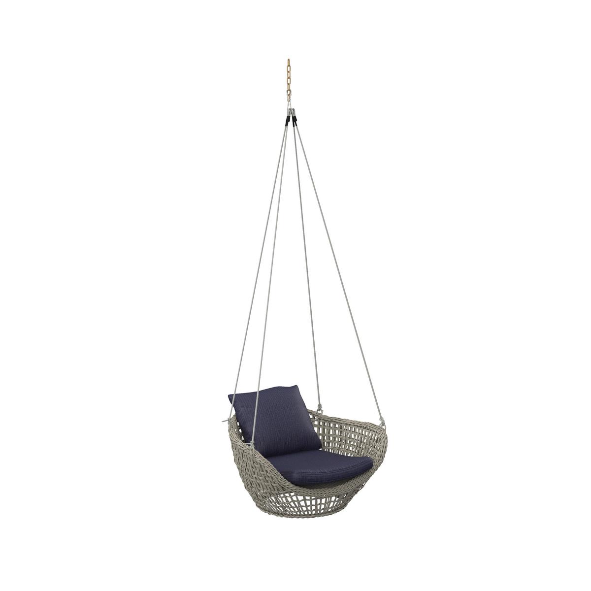 ZÁVĚSNÉ KŘESLO ELODIE - modrá/krémová, Moderní, kov/textil (83/73/48cm) - Bessagi Garden