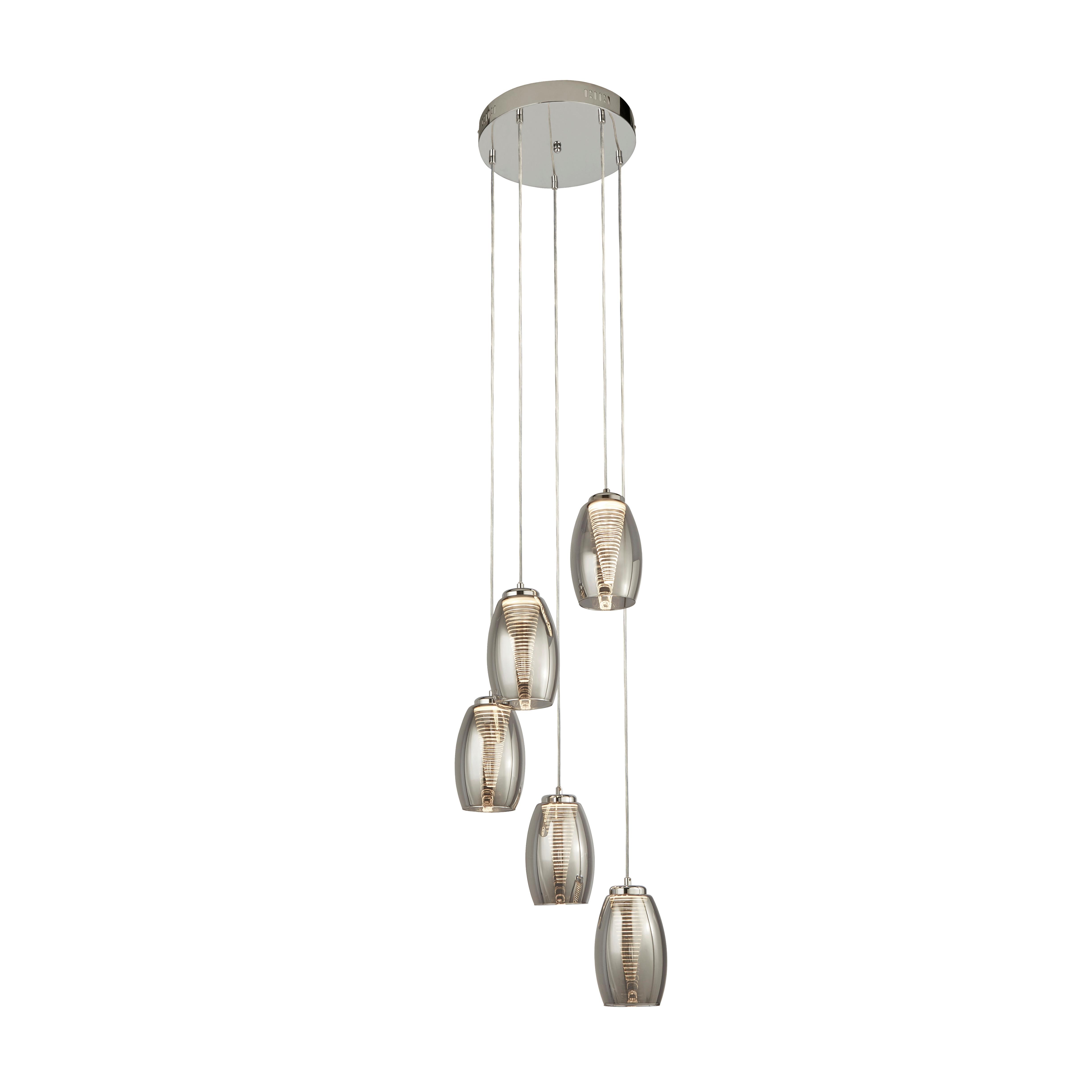 LED-Hängeleuchte 97291-5sm - Chromfarben, Design, Glas/Kunststoff (35/150cm)
