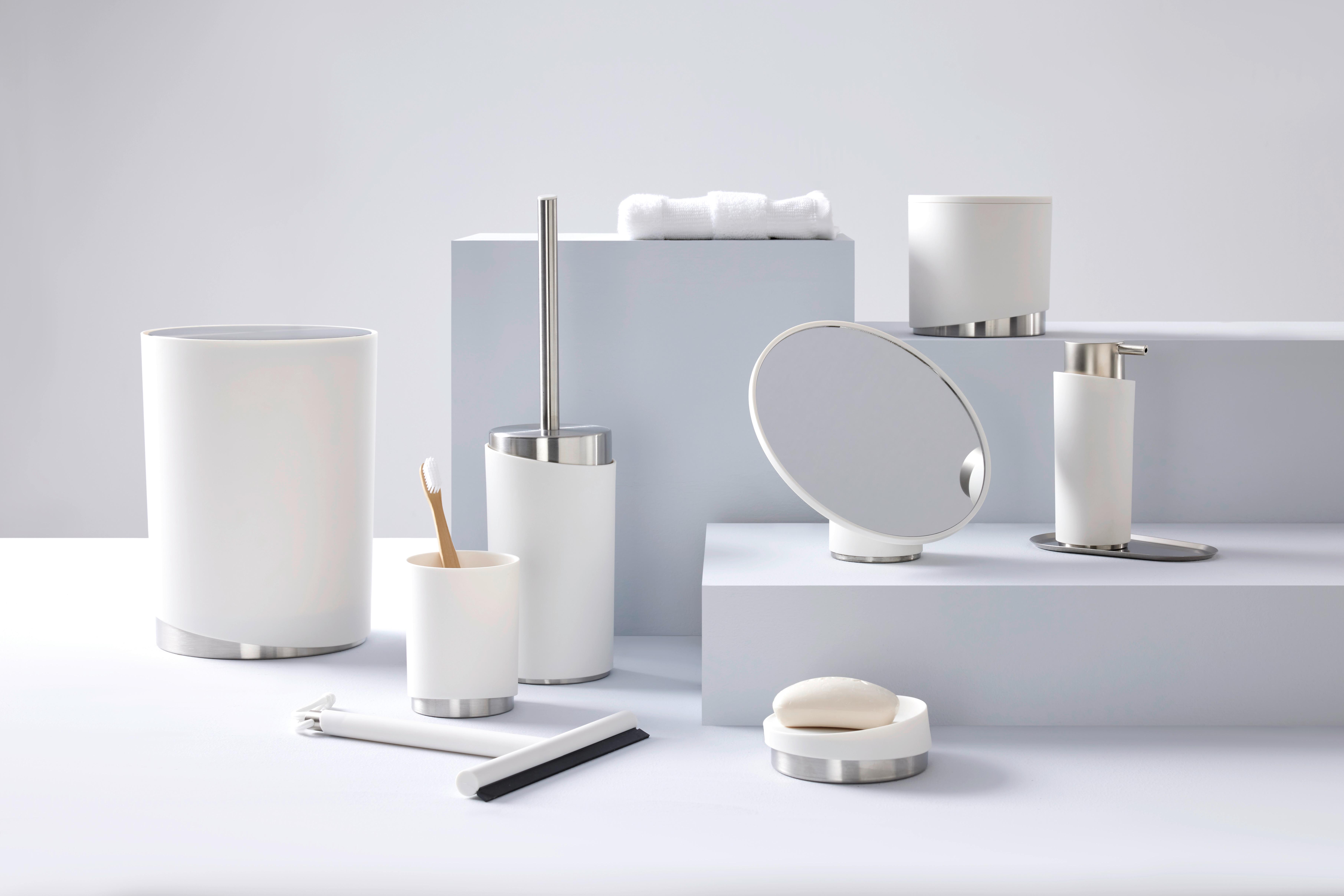 WC kefa Chris - biela/farba ušľachtilej ocele, Modern, kov/plast (9,6/37cm) - Premium Living