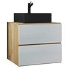 Waschtischkombi Lendas Bl S - Honigeiche/Schwarz, MODERN, Keramik/Holzwerkstoff (61cm) - MID.YOU