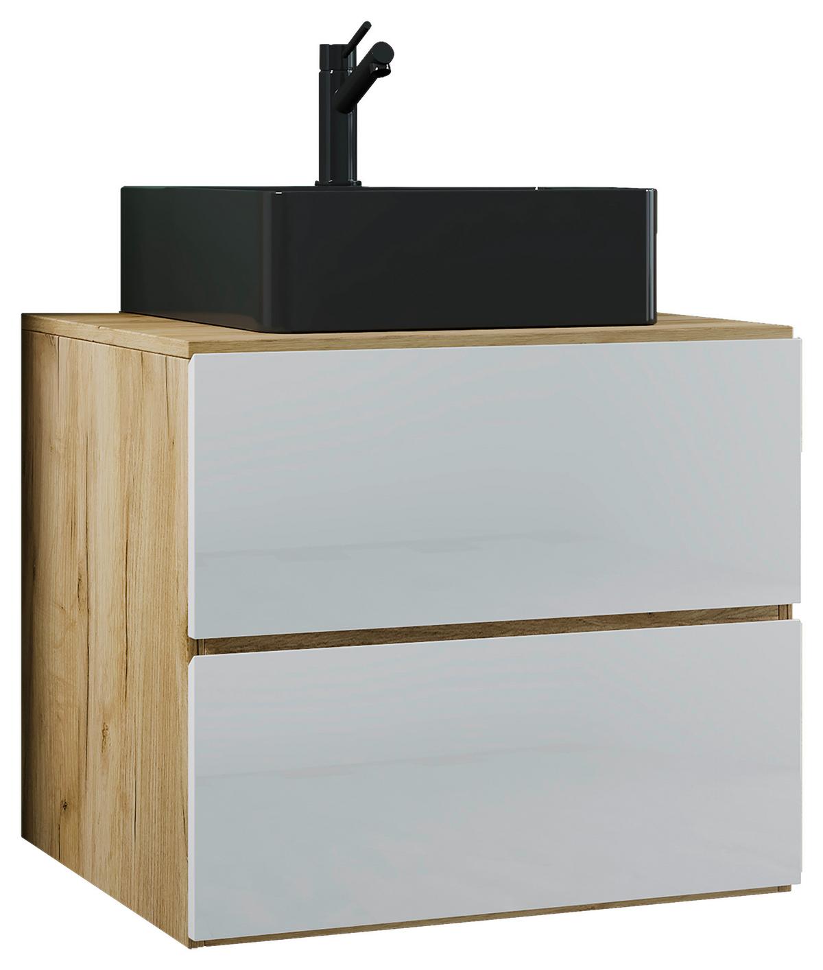 Waschtischkombi Lendas Bl S - Honigeiche/Schwarz, MODERN, Keramik/Holzwerkstoff (61cm) - MID.YOU