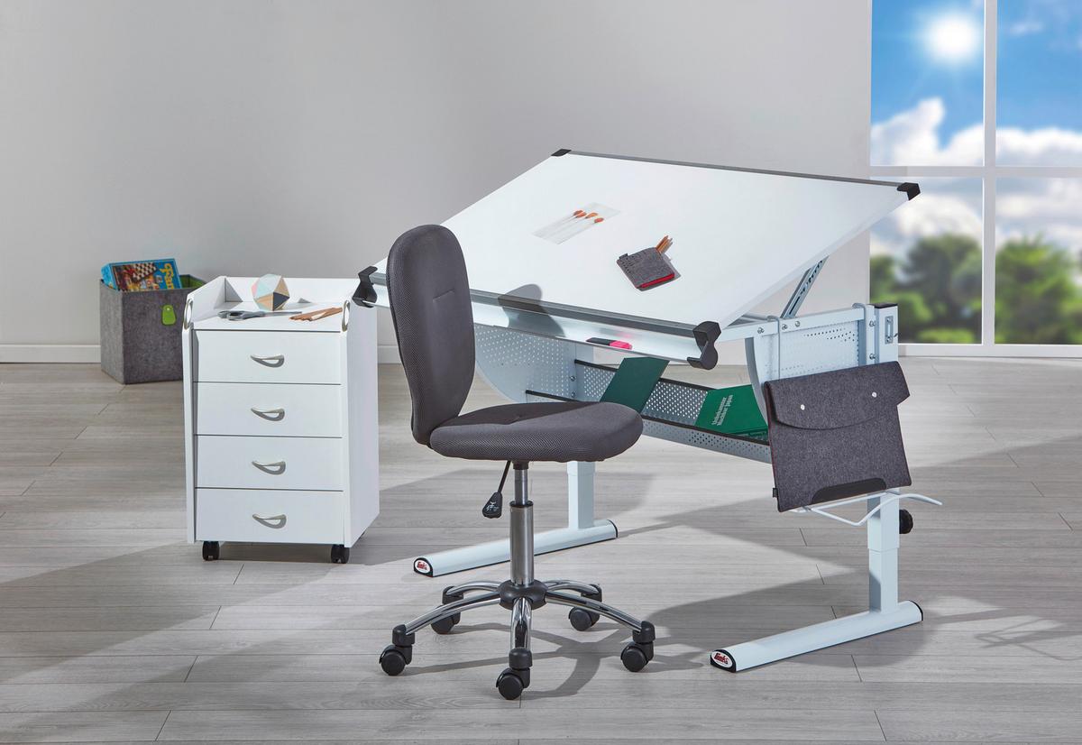 Jugendschreibtisch Neigbar B: 118 Cm H: 63 Cm Matts, Weiß - Pink/Weiß, MODERN, Holzwerkstoff/Metall (118/73/63cm) - MID.YOU