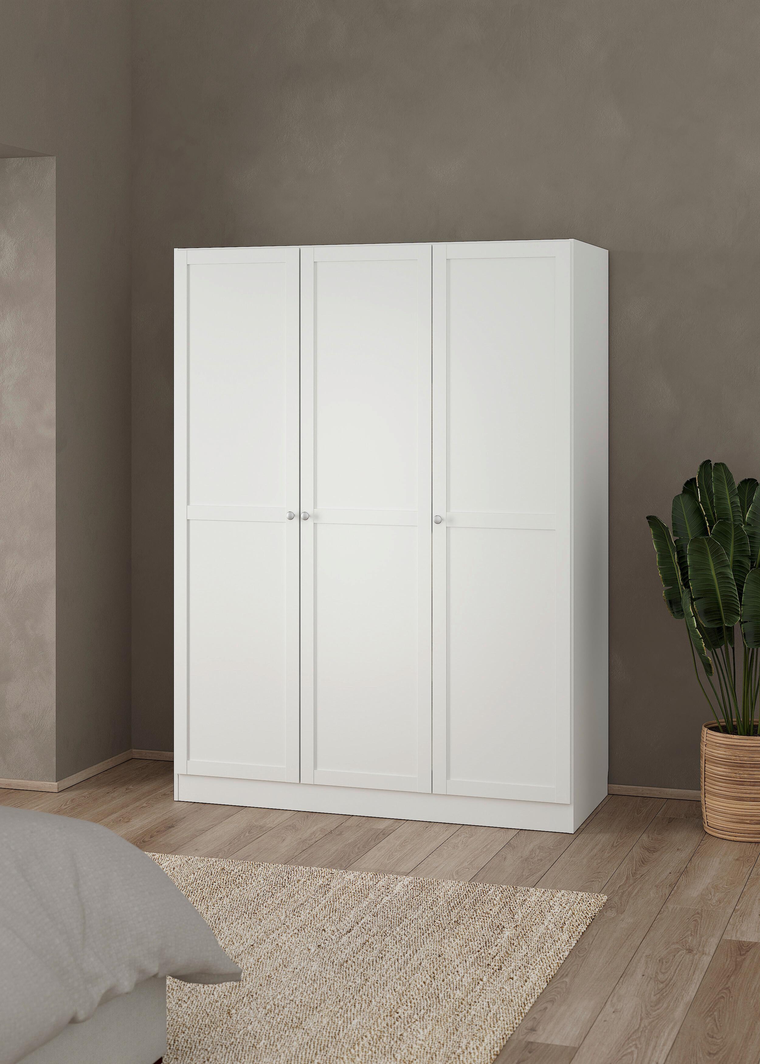 Drehtürenschrank Billund, B: 147 cm - Weiß, MODERN, Holzwerkstoff (147/200/61,7cm) - MID.YOU