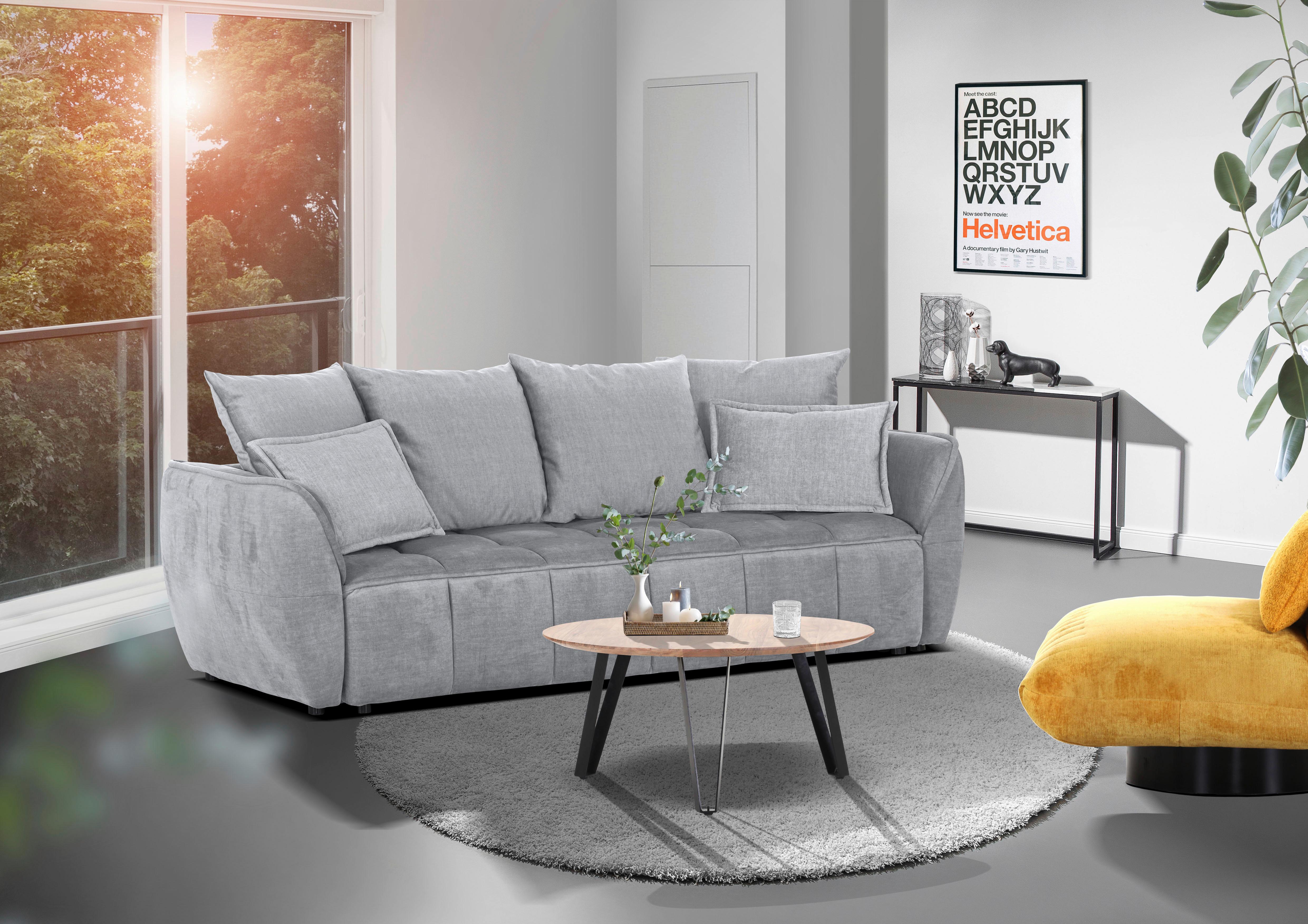 2-Sitzer-Sofa Mit Schlaffunktion Meyford B:250cm - Hellgrau/Schwarz, KONVENTIONELL, Textil (250/70/118cm) - MID.YOU