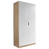 Drehtürenschrank Grifflos 91cm Freising, Weiß/ Eiche Dekor - Eichefarben/Weiß, MODERN, Holzwerkstoff (91/197/54cm) - Rauch Möbel