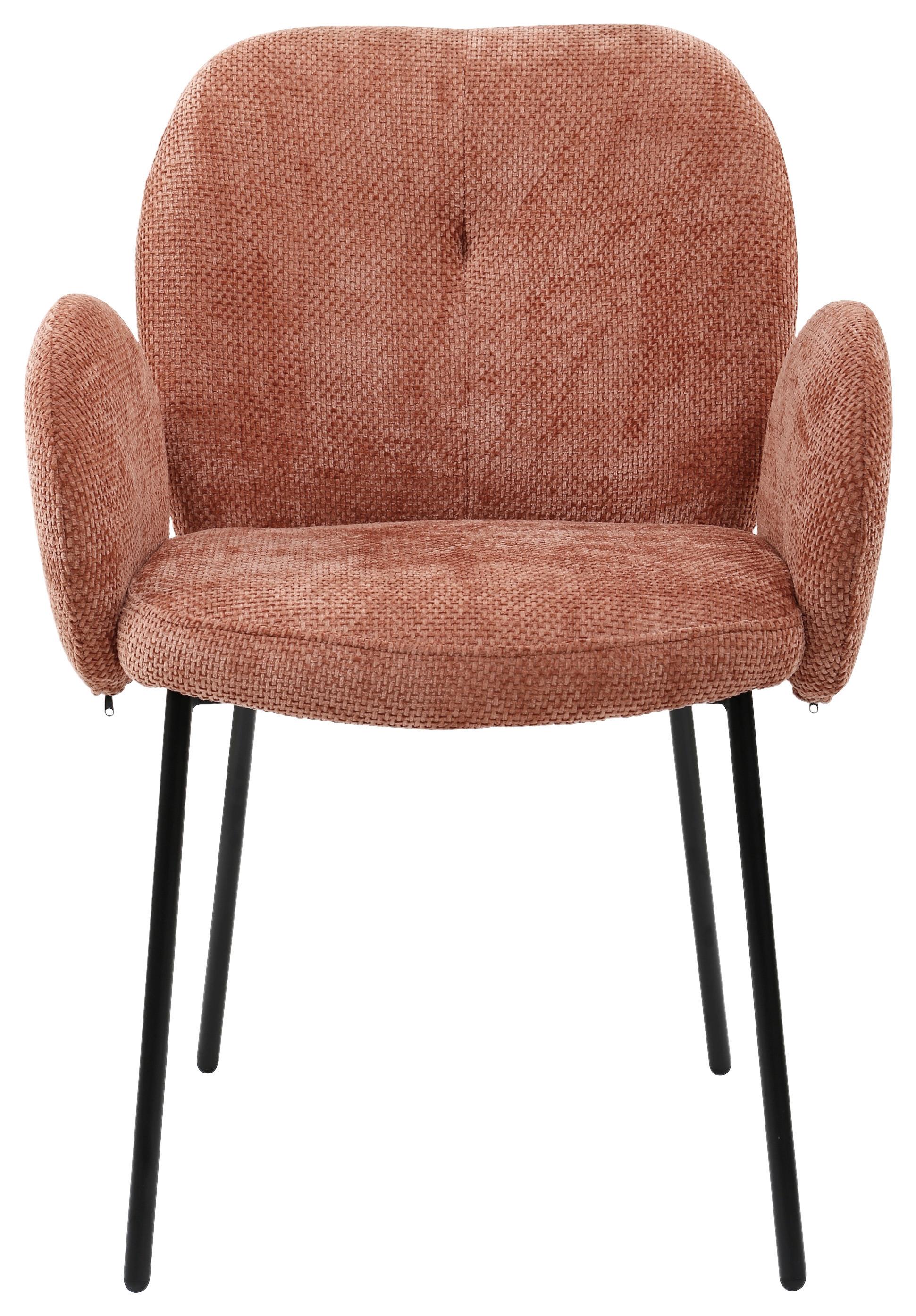 Židle s područkami Mara MARA - růžová/černá, Lifestyle, kov/dřevo (60/87/64cm) - Mömax