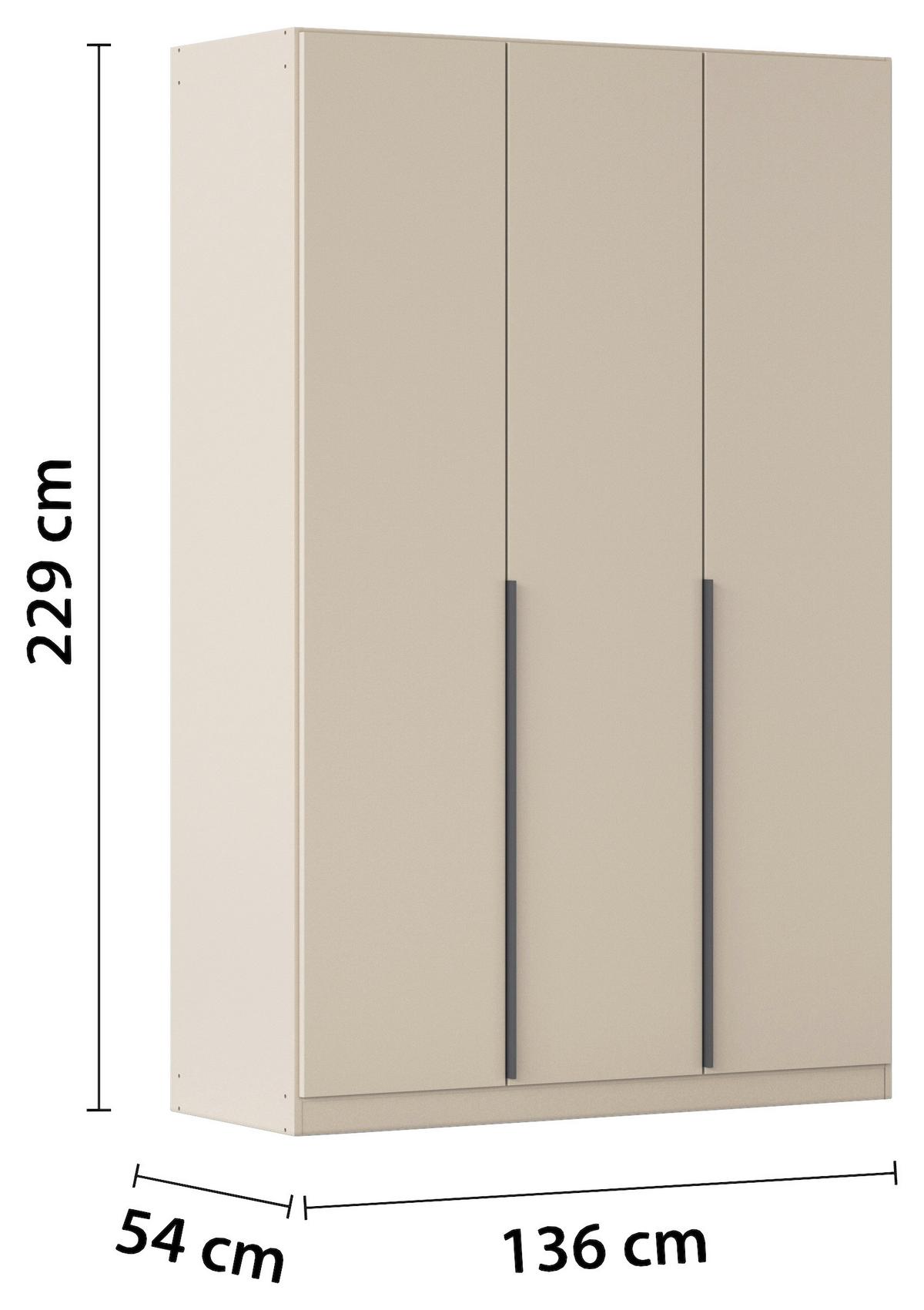 Drehtürenschrank Alabama Champagner B: 136 Cm - Champagner, MODERN, Holzwerkstoff (136/229/54cm) - Rauch Möbel