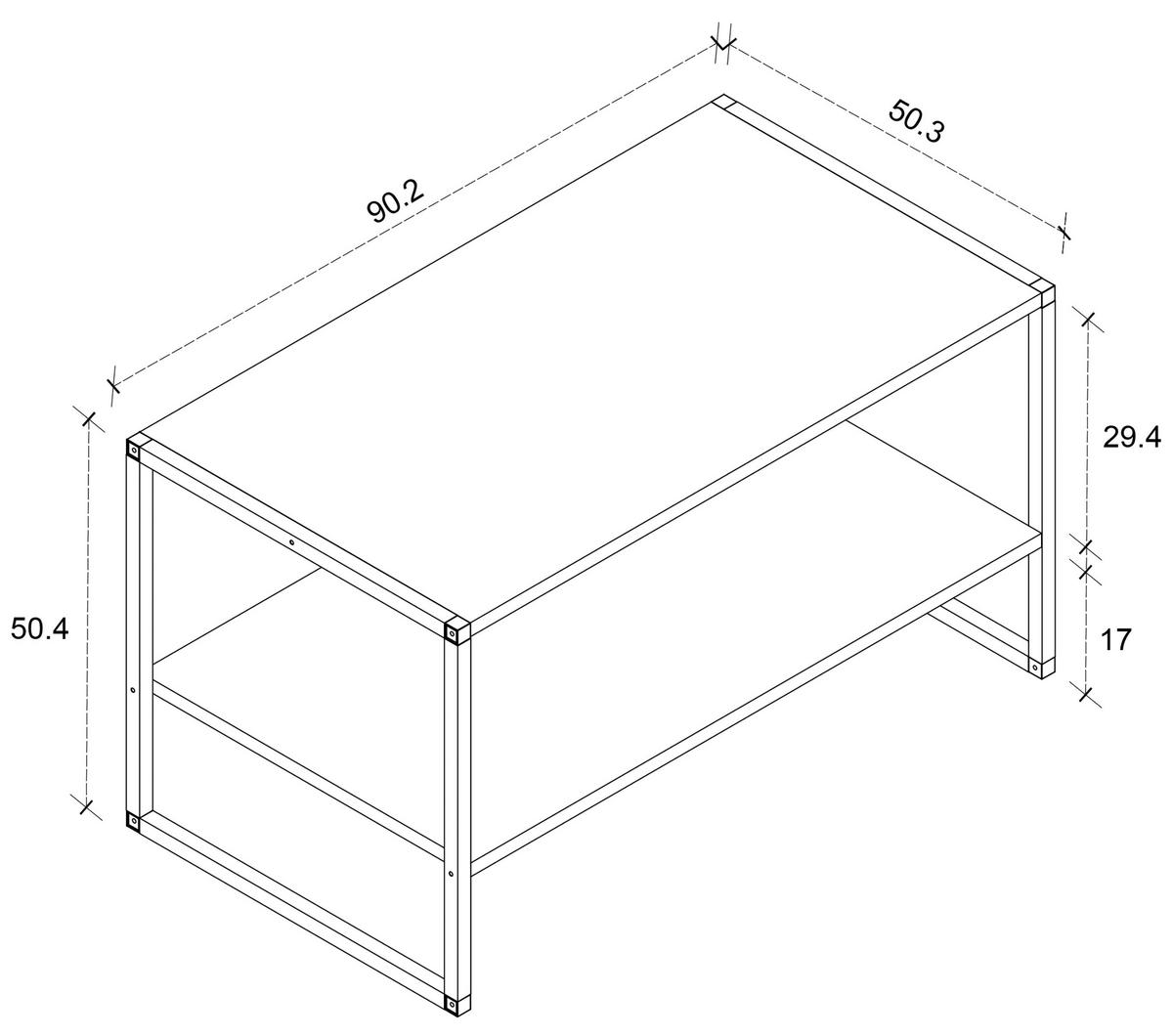 Couchtisch Insasi Honigeiche Dekor Schwarz - Honigeiche/Schwarz, Design, Holzwerkstoff/Metall (90/50/50cm) - MID.YOU