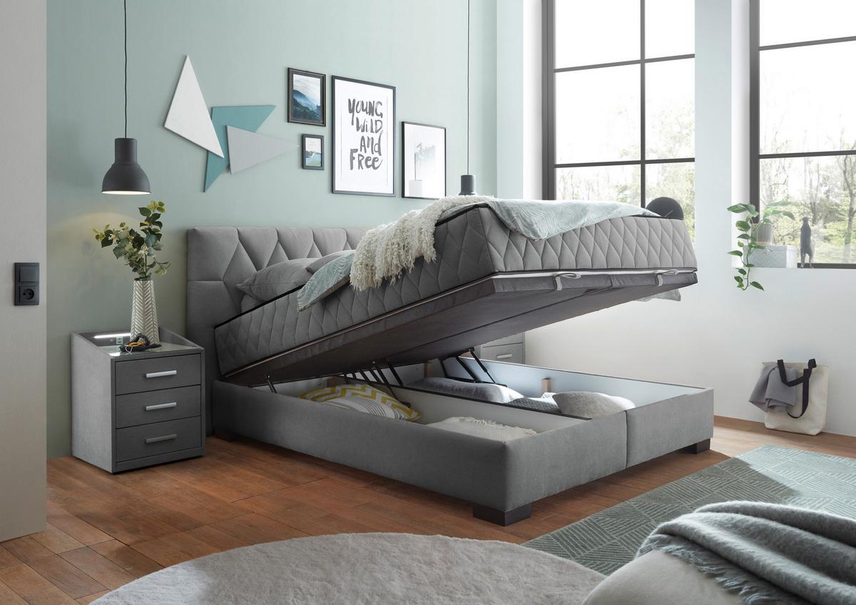 Boxbett Mit Bettkasten 160x200 Nagol - Anthrazit/Schwarz, MODERN, Holzwerkstoff/Textil (160/200cm) - MID.YOU