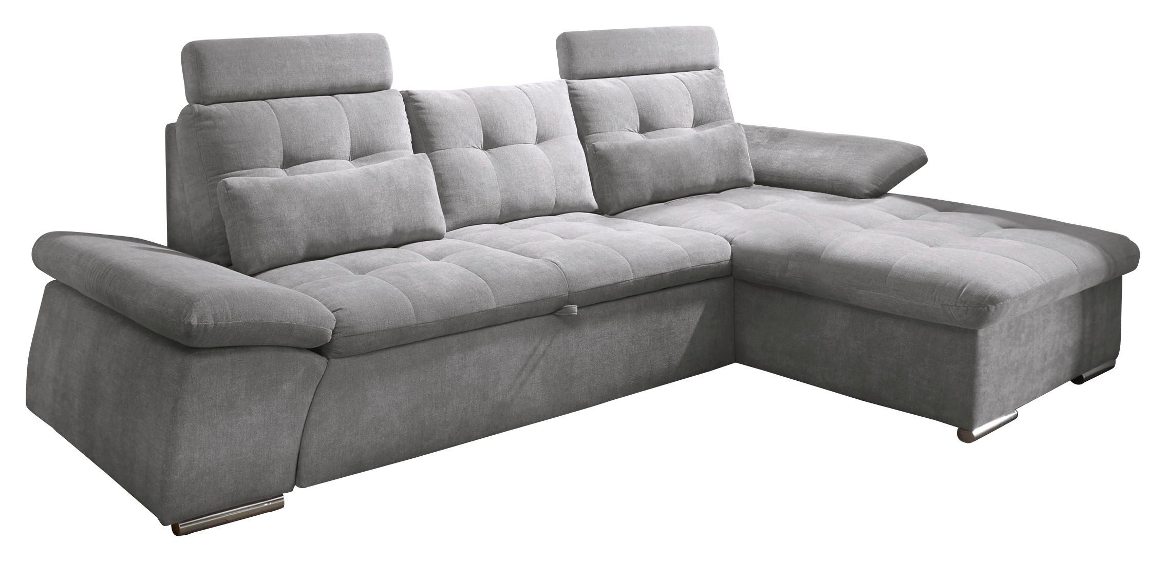 Ecksofa Mit Schlaffunktion Nalo Longchair, Webstoff - Silberfarben/Grau, KONVENTIONELL, Holzwerkstoff/Textil (268/170cm) - MID.YOU