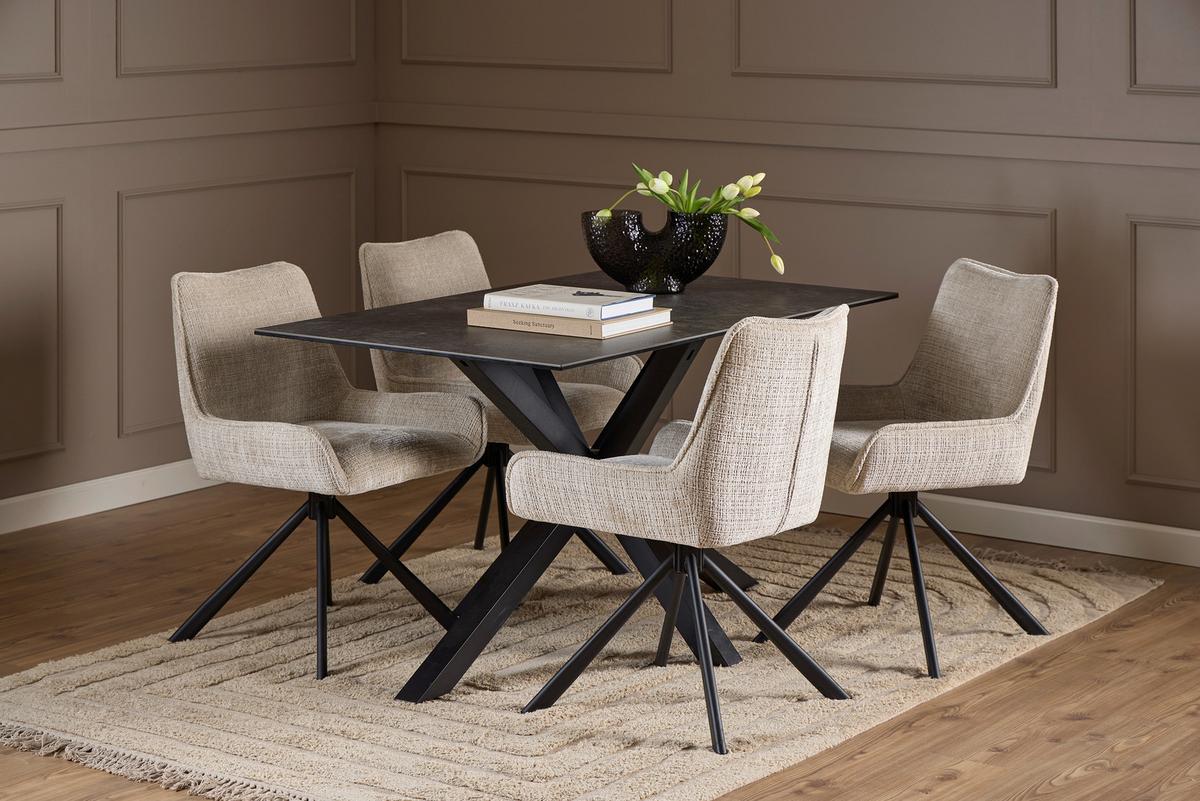 Esstisch Heaven Schwarz B: 135 Cm - Schwarz, Trend, Keramik/Metall (135/76/80cm) - MID.YOU