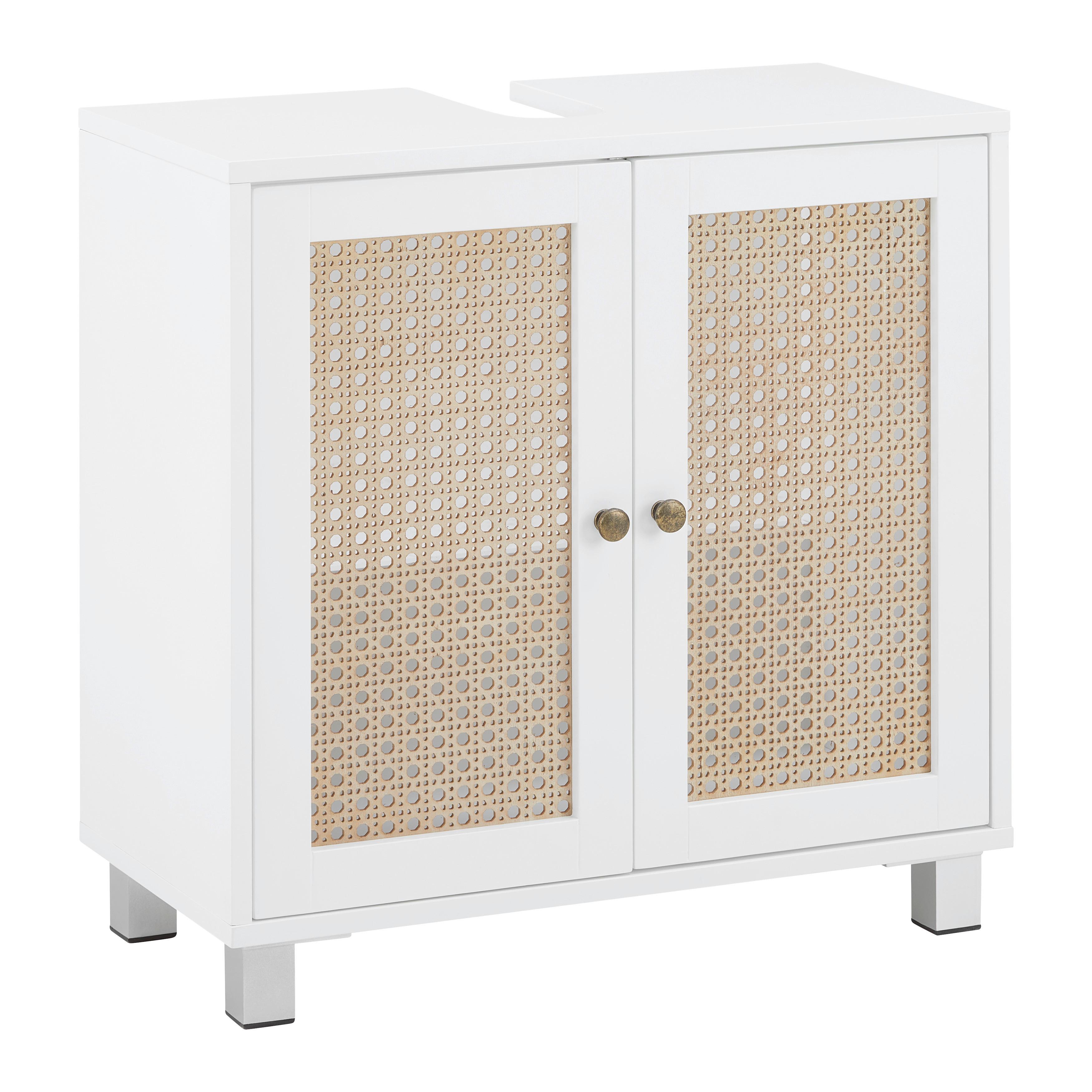 Skříňka pod umyvadlo LISA bílá - bílá/bronzová, Moderní, kov/kompozitní dřevo (60/59/30cm) - Bessagi Home