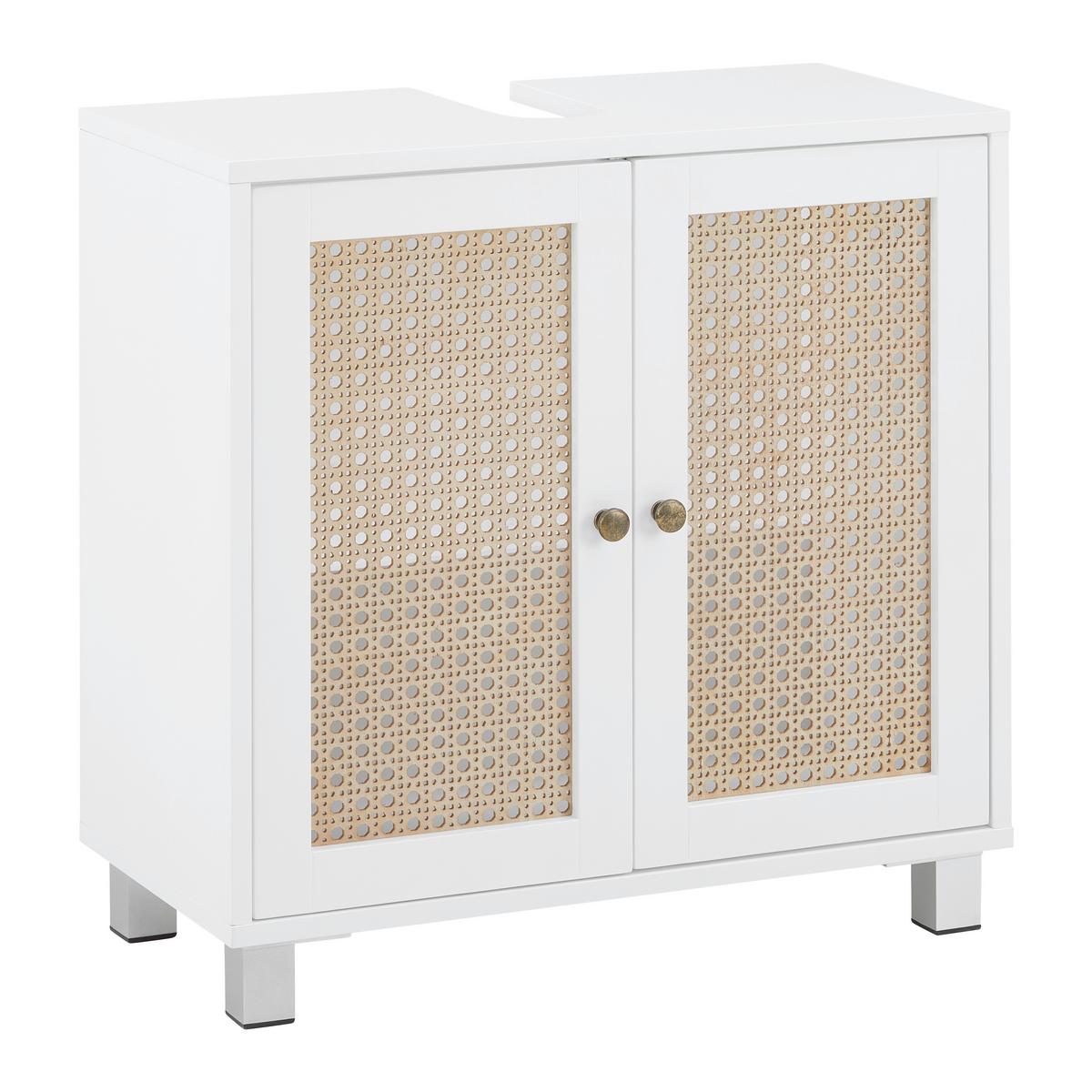 Skrinka pod umývadlo LISA biela - biela/bronzová, Modern, kov/kompozitné drevo (60/59/30cm) - Bessagi Home