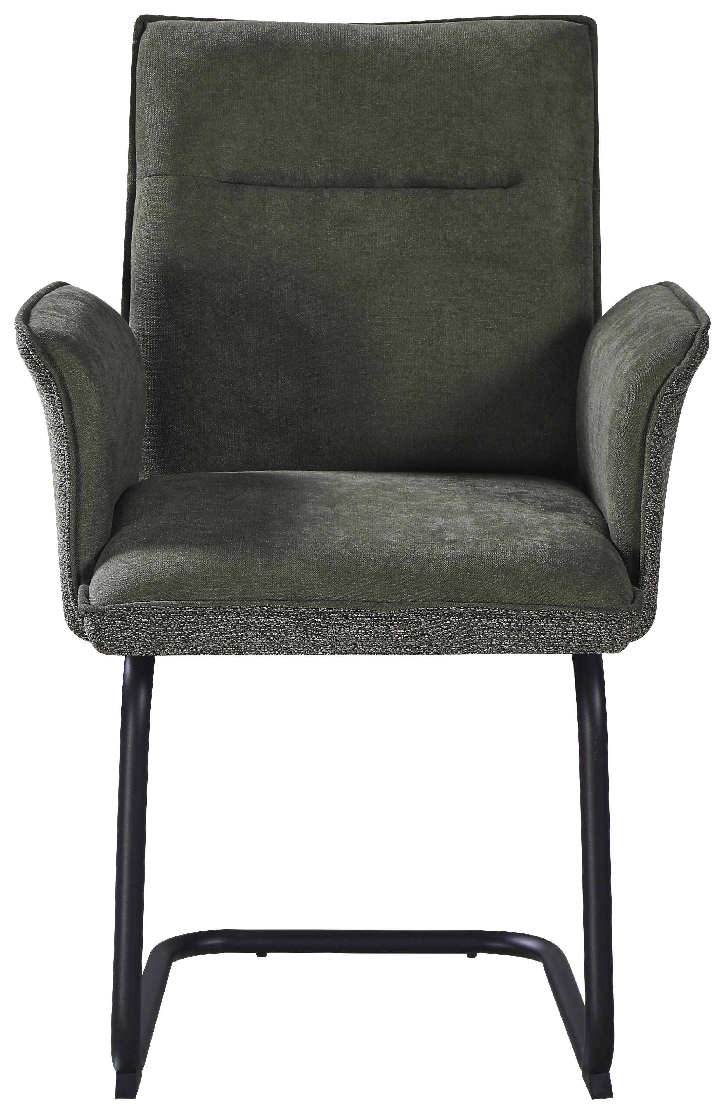 ŽIDLE S PODRUČKAMI NOVA - černá/zelená, Moderní, kov/textil (63/90/61cm) - Premium Living
