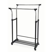 POJAZDNÝ STOJAN NA ODEVY SWING 2 -BP- - čierna/chrómová, Modern, kov/plast (83/104-167/58cm)