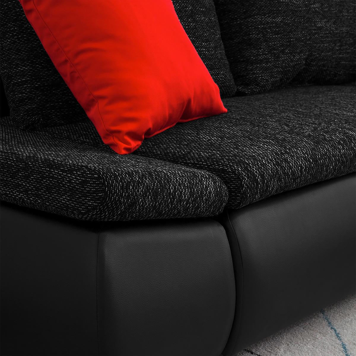 Ecksofa Acra Schwarz S: 266x175 Cm - Chromfarben/Schwarz, Design, Textil (266/175cm) - Livetastic
