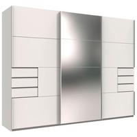 Skriňa s posuv. dverami SAIGON biela/zrkadlo š. 270 cm - biela/strieborná, Konventionell, kov/kompozitné drevo (270/208/64cm) - Premium Living