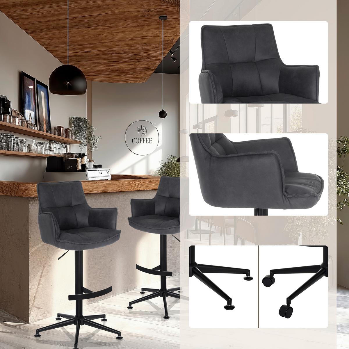 Barhocker Soalo Life High Anthrazit B: 55 Cm - Anthrazit/Schwarz, MODERN, Kunststoff/Textil (55/93/56cm) - MID.YOU