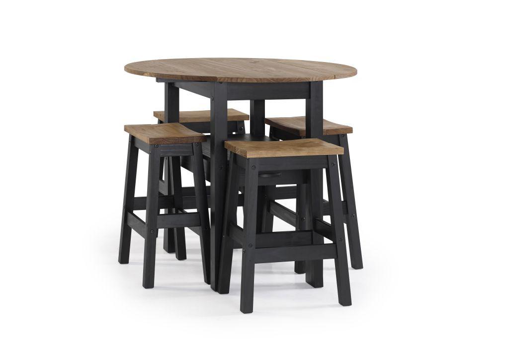 Barmöbel-Set Jane 5-Tlg. Echtholz Naturfarben/Schwarz - Schwarz/Naturfarben, Natur, Holz (100/44,5/90/63/50cm) - Livetastic
