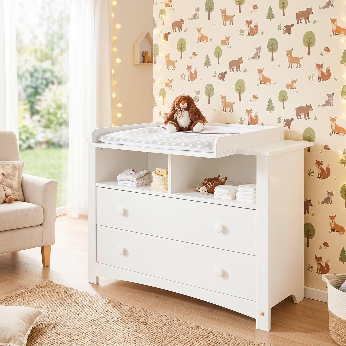 WICKELKOMMODE 130023X FLORENTINA - Weiß, Trend, Holzwerkstoff (130/101/57-77cm) - Pinolino