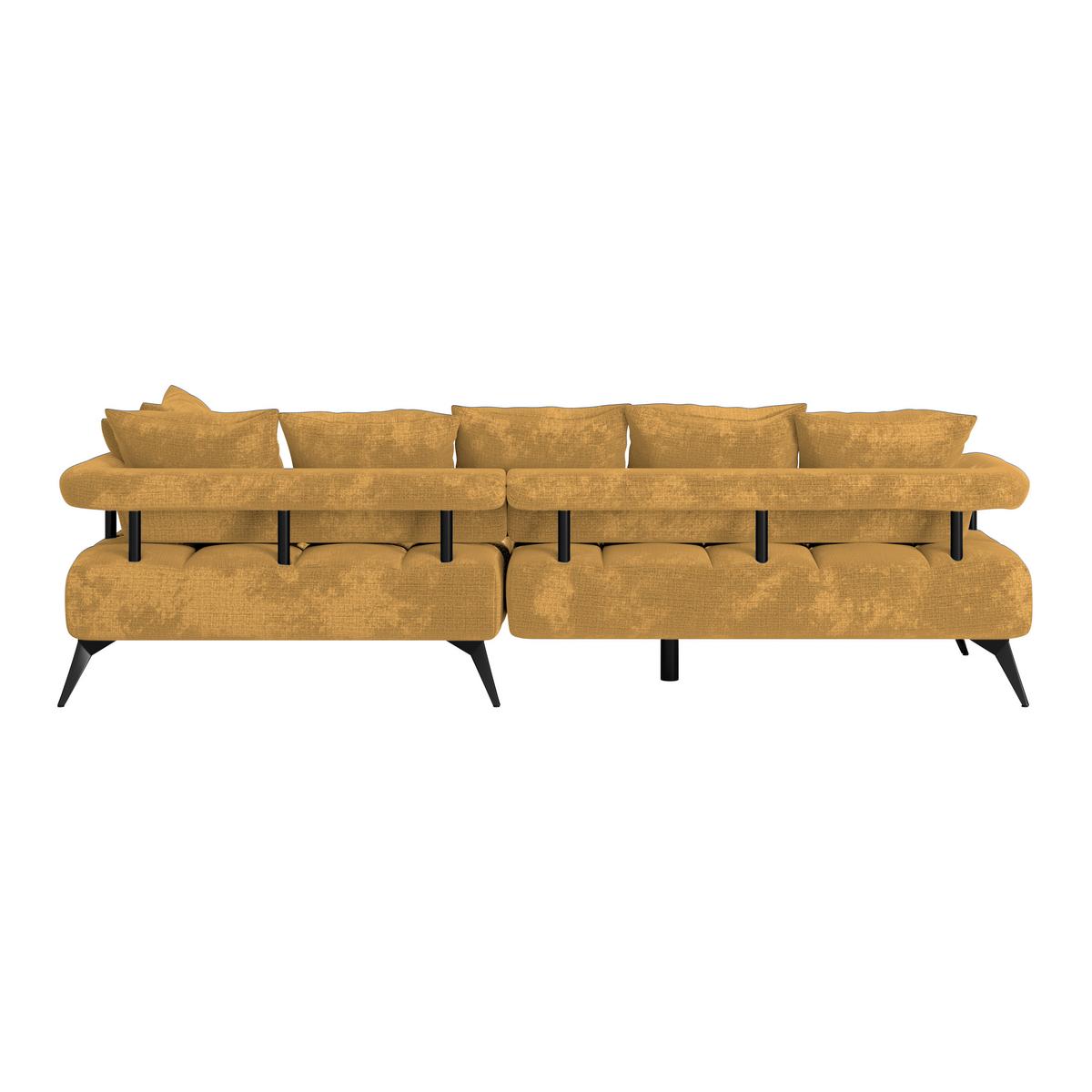Ecksofa Vanessa New - Goldfarben/Schwarz, MODERN, Textil (297/200cm)