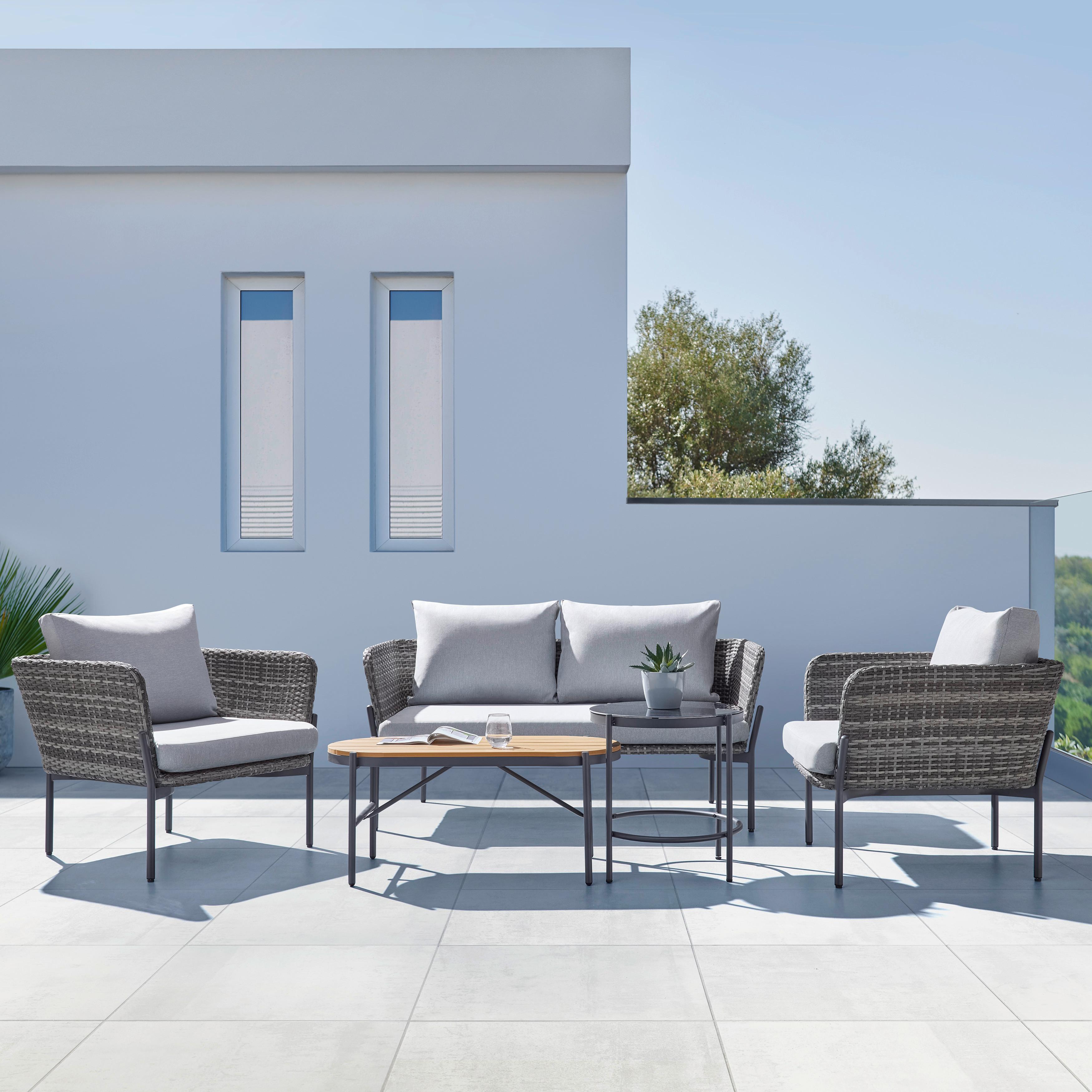 Sedacia Zostava Na Terasu Zophia - prírodné farby/čierna, Moderný, kov/textil - Bessagi Garden