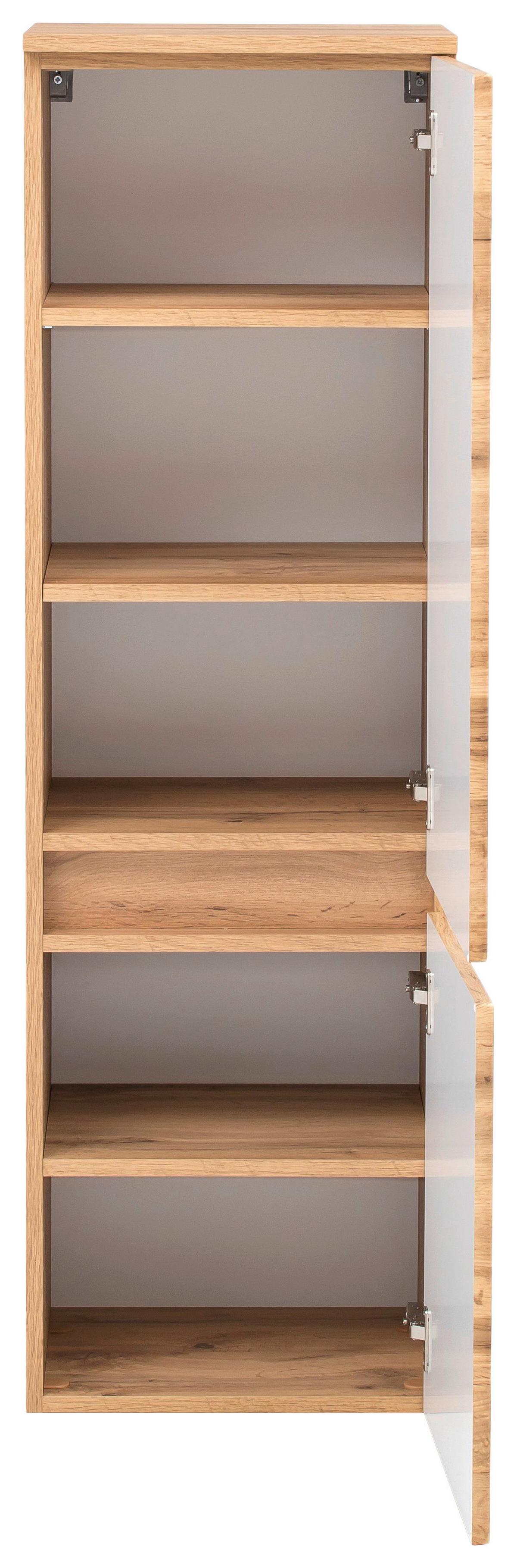 Midischrank Kopenhagen B: 40 cm Eiche Dekor - Eichefarben/Silberfarben, KONVENTIONELL, Holzwerkstoff (40/130/35cm) - Held