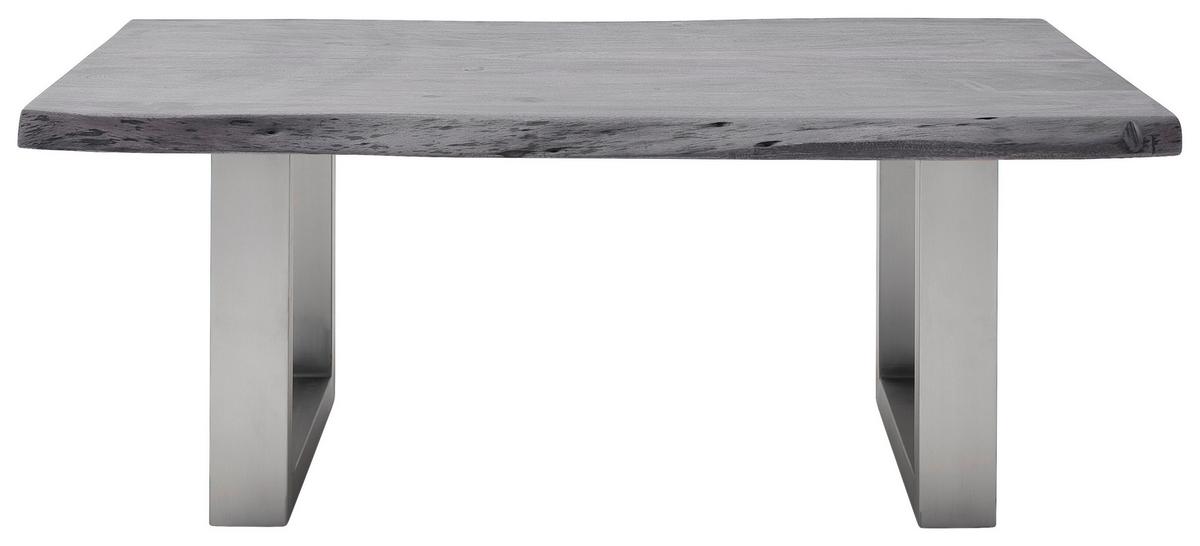 Couchtisch Holz Massiv Cartagena Grau/edelstahlf. - Edelstahlfarben/Grau, MODERN, Holz/Metall (110/45/70cm)
