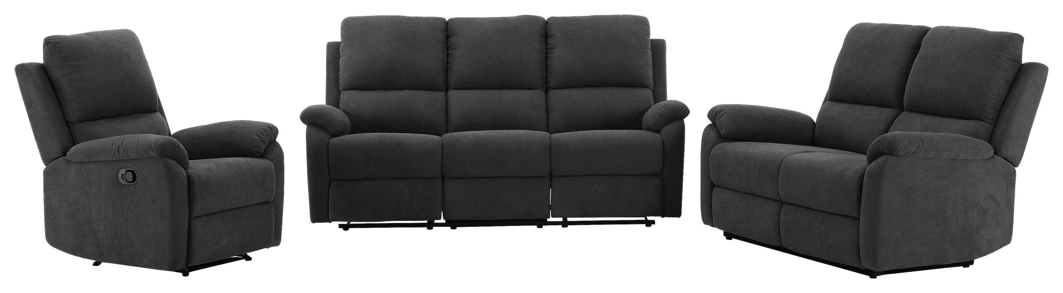 3-részes Ülőgarnitúra London - Szürke, modern, Fém/Textil (189/101/90cm)