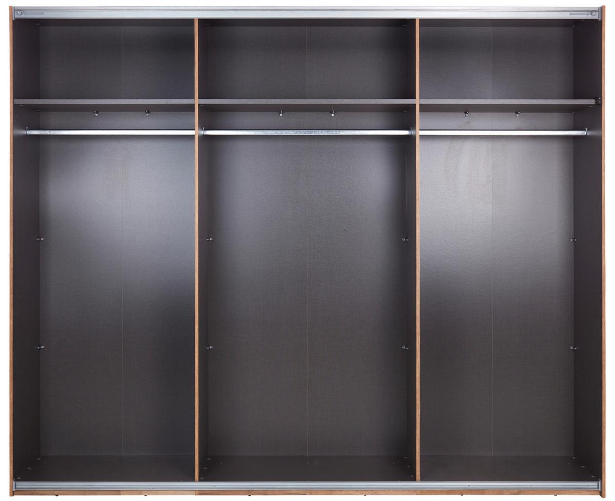 Schwebetürenschrank + Led 270cm , Graphit/eiche Dekor - Eichefarben/Graphitfarben, KONVENTIONELL, Holzwerkstoff (270/225,5/60cm) - James Wood