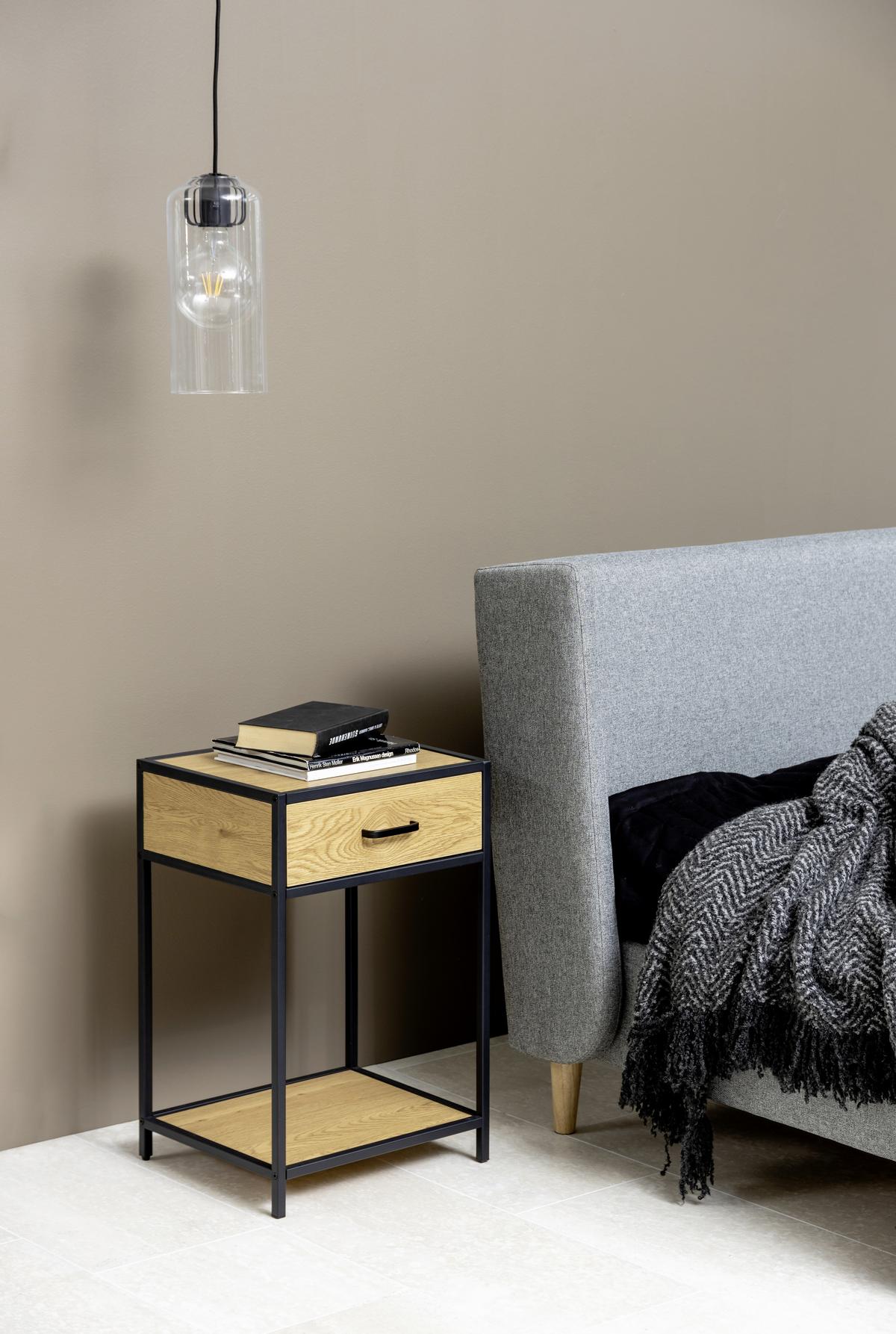 Éjjeliszekrény Seaford 42/63cm - tölgyfa színű/vad tölgy, Design, faalapú anyag (42/63/35cm) - Livetastic