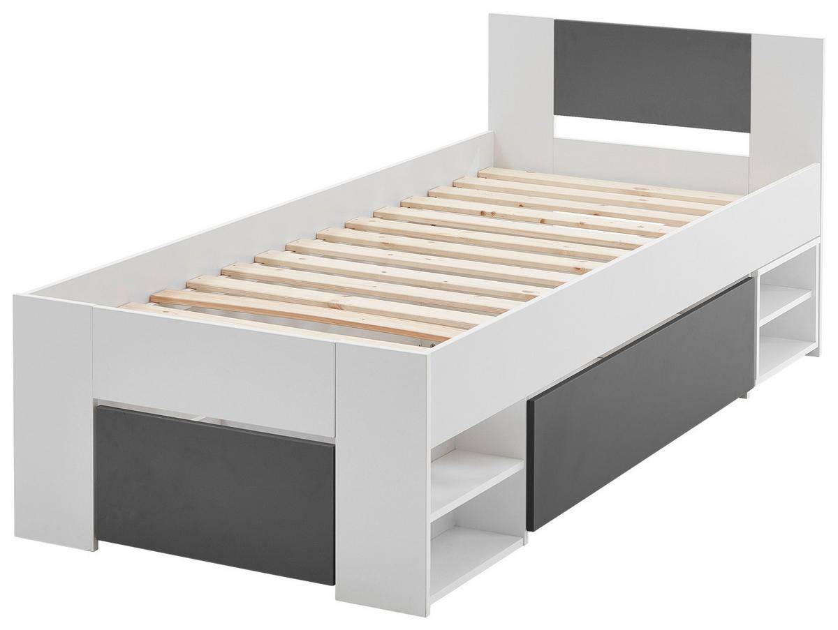 Ágykeret Azurro 90/200 Cm - antracit/fehér, Modern, faalapú anyag (90/200cm)