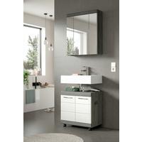BADEZIMMER Scout Grau/Weiß HG B: 60cm - Weiß Hochglanz/Schwarz, Trend, Glas/Holzwerkstoff (60cm) - MID.YOU