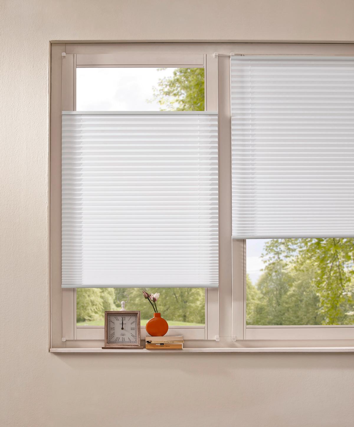 Plissee Free Weiß B: 100 Cm - Hellgrau, Basics, Textil (100/130cm) - Homeware